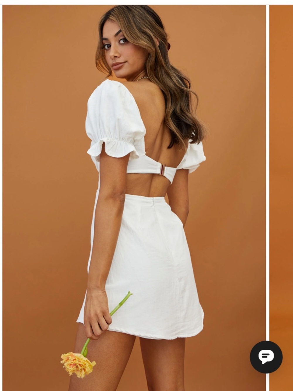 Norma Jean Neck Puff Sleeve Mini Dress in white - Picture 2 of 4